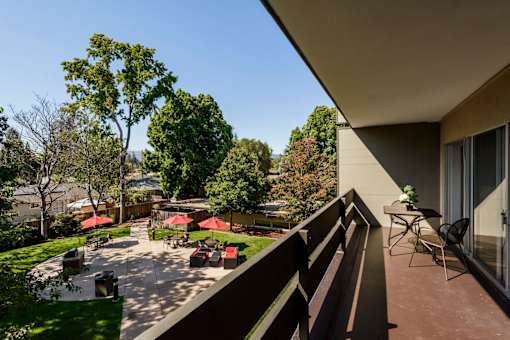 Wide Balcony Overlooking Community Courtyard at Palo Alto Place, Palo Alto
