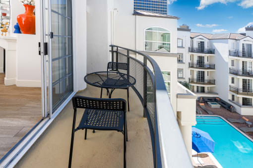 Private Apartment Balcony at The Preston Miracle Mile Apartments, Los Angeles, CA, 90036
