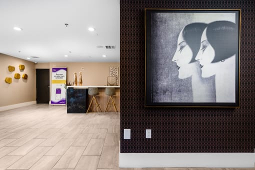 Painting in hallway at The Preston Miracle Mile Apartments, California, 90036