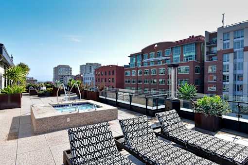 Rooftop Pool With Fountain at Arc Light, San Francisco, CA 