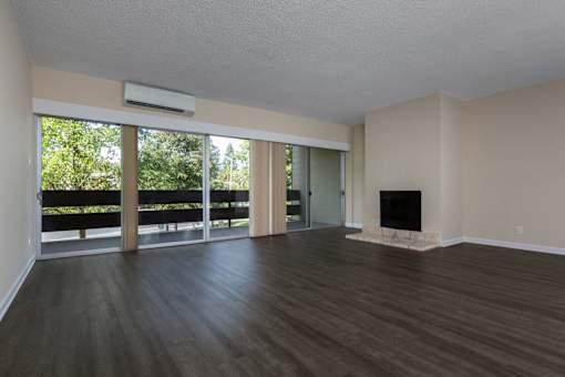 Empty Living Room With High Ceiling With Access To Wide Balcony at Palo Alto Place, California, 94306