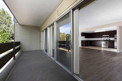 Living Room With Private Balcony at Palo Alto Place, Palo Alto, CA