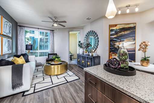 Kitchen And Living Area at Rize Irvine, Irvine, CA, 92614