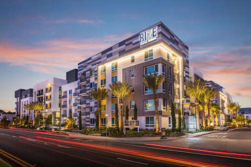 Building Exterior In Night at Rize Irvine, Irvine, California