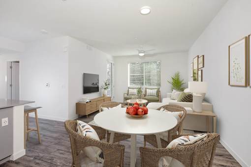 Dining table next to the living room