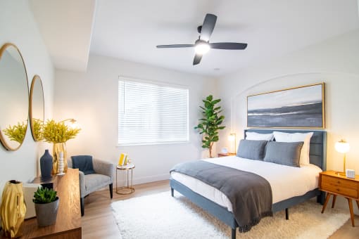 Bedroom with Hardwood-Style Flooring at Terracina, Broomfield, 80020