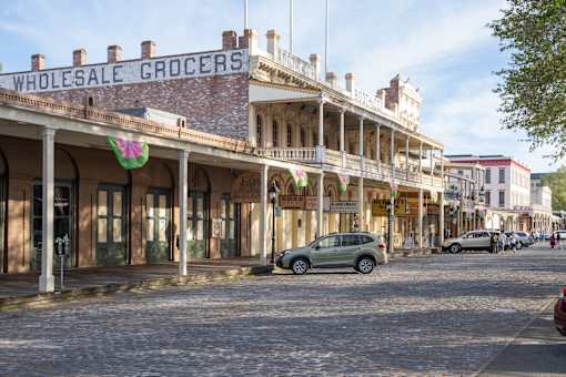 Old Town Sacramento with cars parked