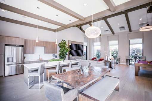 Clubroom kitchen with dining area