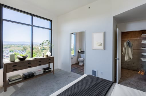 furnished bedroom with walk in closet at Vendome Place, San Jose, CA 95110