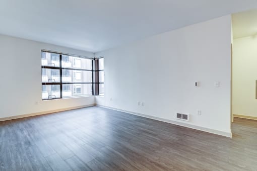 Apartments for Rent San Francisco, CA - Venue - Empty Living Room with Hardwood-Style Flooring and a Large Window