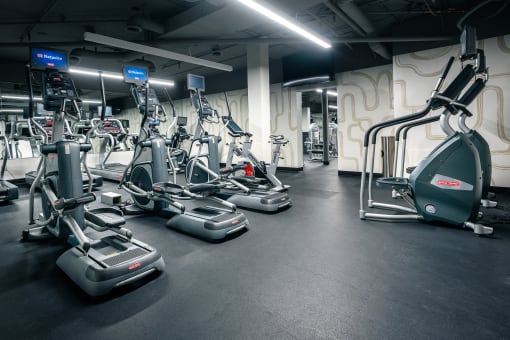 Gym with various equipment at Vera Cortez Hill, San Diego