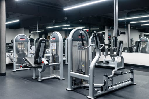 Gym with various equipment at Vera Cortez Hill, San Diego, California