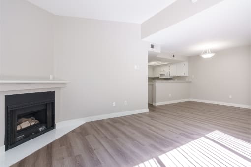 renovated floor plan with plank style flooring