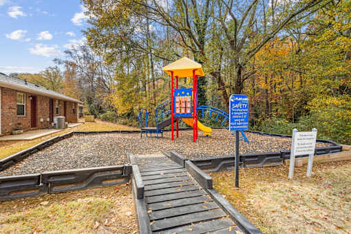 A playground with a slide
