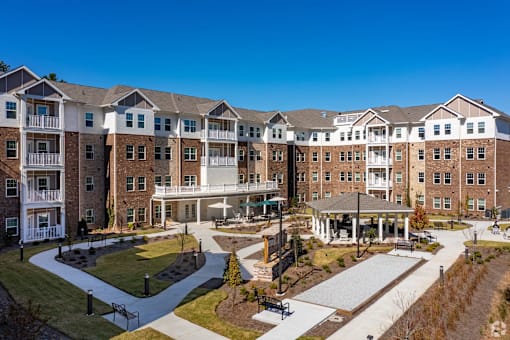 A large apartment complex with multiple buildings and a central courtyard.