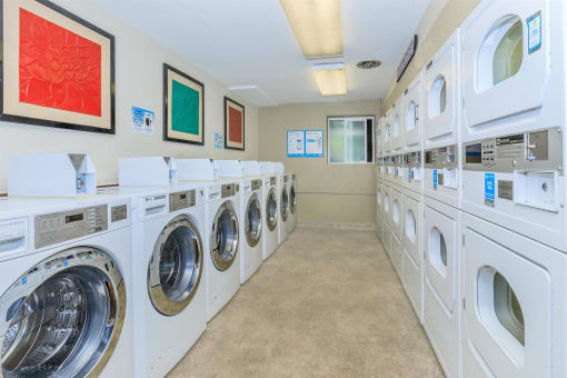 washer and dryers in the laundry room at Lincoln Village Apartments, Spokane