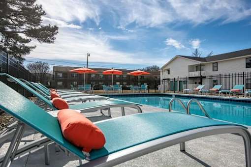 Poolside Relaxing Chairs at Cleo Apartments, Athens, 35611