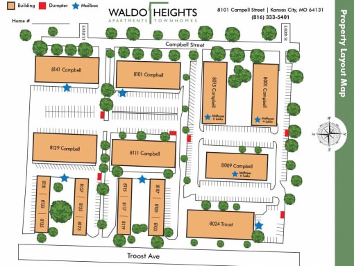 Waldo Heights Map at Waldo Heights, Kansas City, MO