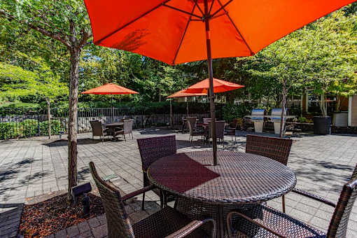 Outdoor Shaded Dining Table at Commons at Verandas in Tanasbourne Apartments, Hillsboro, Oregon