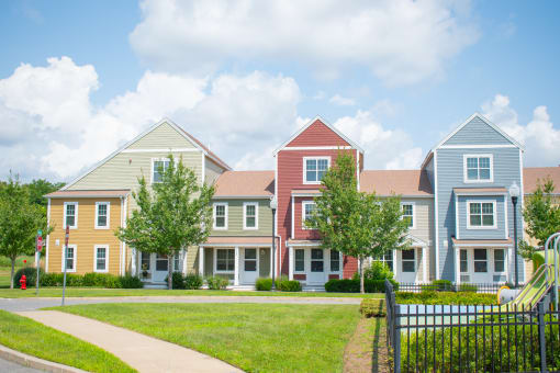 a row of houses in a suburban neighborhood