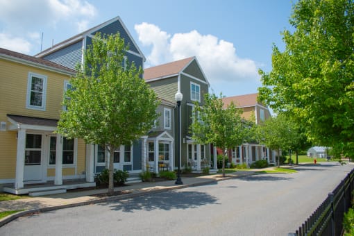 a row of houses on a street