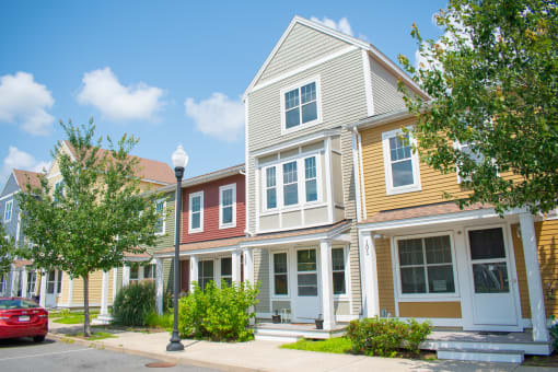 a row of houses on a street