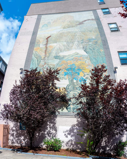 a mural on the side of a building