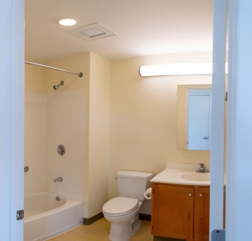 a bathroom with a toilet sink and bathtub