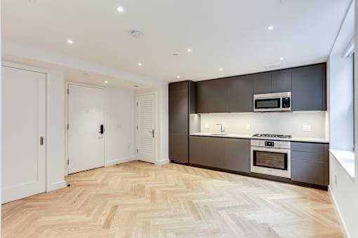 The Stanton one bedroom unit with herringbone hardwood floors