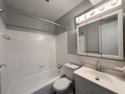 a bathroom with a sink toilet and a bath tub