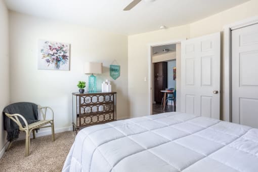 Bedroom closet and shelf in bedroom at Bennett Ridge Apartments, Oklahoma City