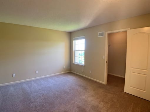 Photo of carpeted room with large closet