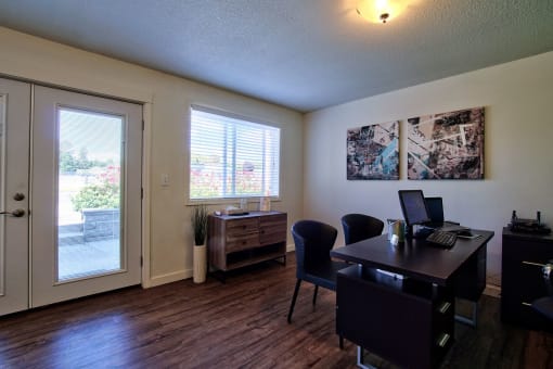 Parc East Apartments leasing office with refreshments