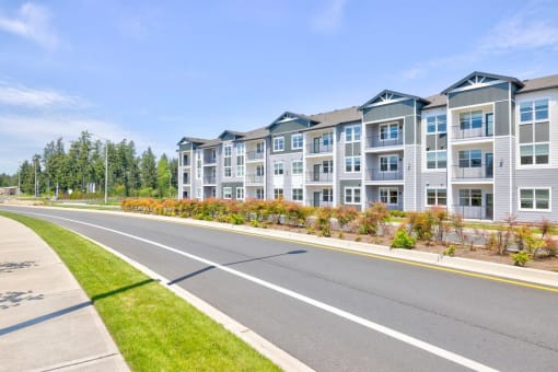 Solace at Rainier Ridge Apartments Exterior and Street with Landscaping