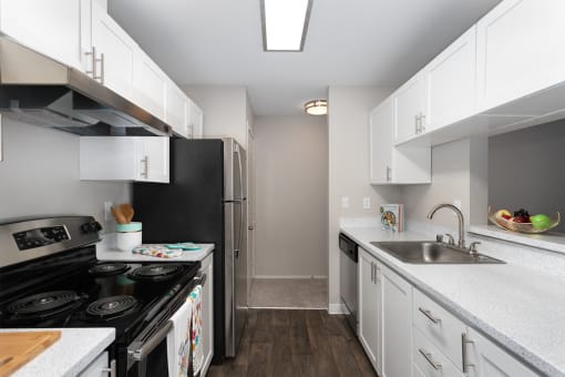 Bayview Apartment Homes Galley Kitchen and Appliances