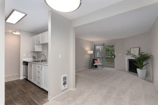 Bayview Apartment Homes Living Room and Kitchen View