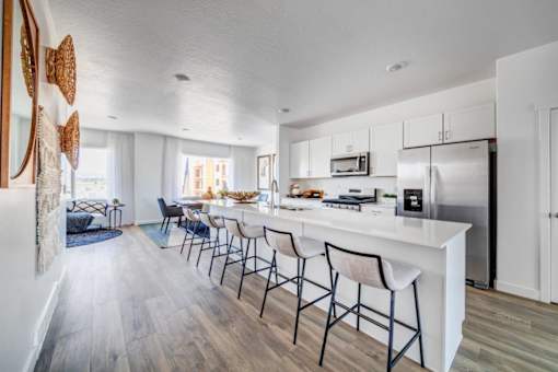 BLVD 120 Townhomes in Pleasant Grove, Utah Model Kitchen with Large Island