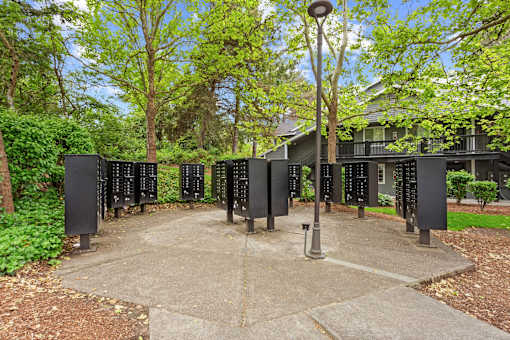 Outdoor mailboxes at Cedar Crest Apartments in West Beaverton, Oregon.