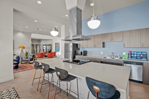 clubhouse kitchen and seating area