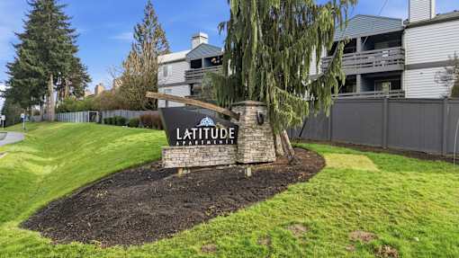 A garden with a sign that says Latitude.