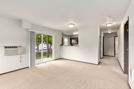 Pioneer Meadows Living Room with Private Patio