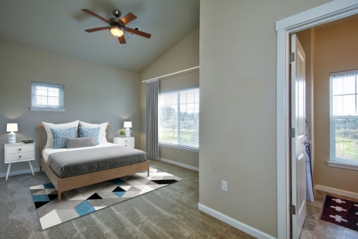Springwater Crossing Apartments staged master bedroom