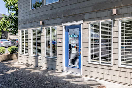 On-site leasing office at The Groove apartments in the Hazel Dell 98665 neighborhood in Vancouver, Washington.