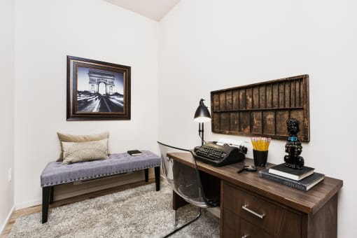 The Hayes on Stone Way Apartments den with deskl at The Hayes on Stone Way, Seattle