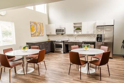 The Lucent Apartments in Tacoma, Washington Clubhouse Lounge and Kitchen