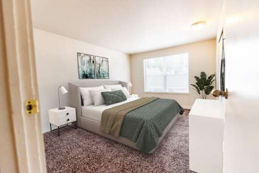 The Lucent Apartments in Tacoma, Washington Model Bedroom