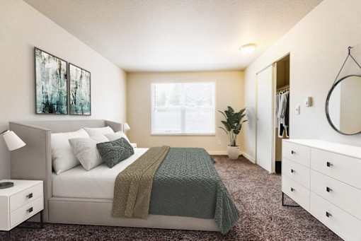 The Lucent Apartments in Tacoma, Washington Model Bedroom