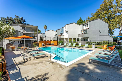 TrailView Apartment Homes in Concord, California Pool with Lounge Chairs