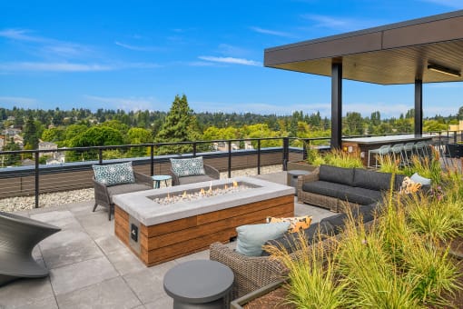 take in the views from the firepit on the rooftop deck at The Hemlock, Washington
