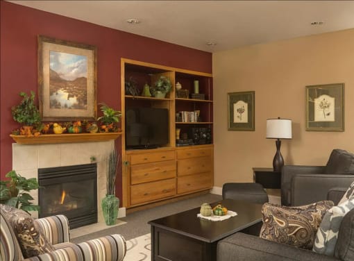 Woodbridge Apartments Clubhouse Lounge with Fireplace